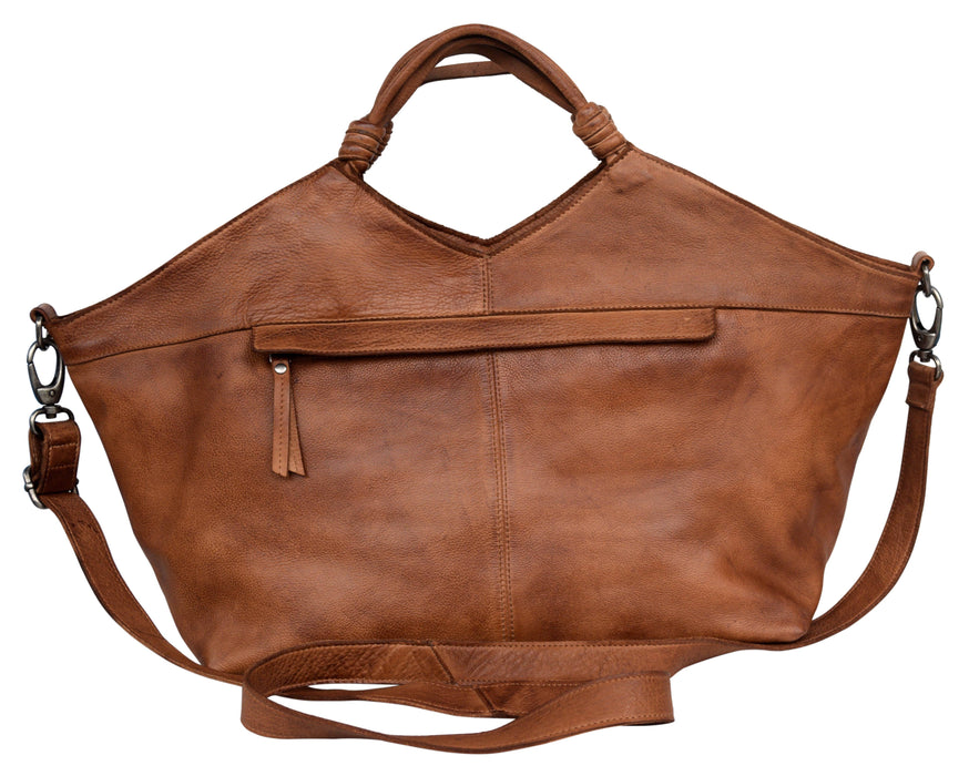 Nelly Handcrafted Leather Tote/Crossbody Bags: Orange