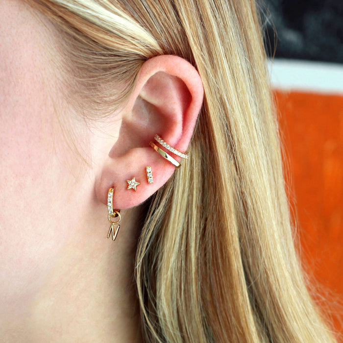 Round Crystal Ear Cuff 18K Gold Vermeil CZ Crystals Hypoallergenic Nickel Free Ships from CA