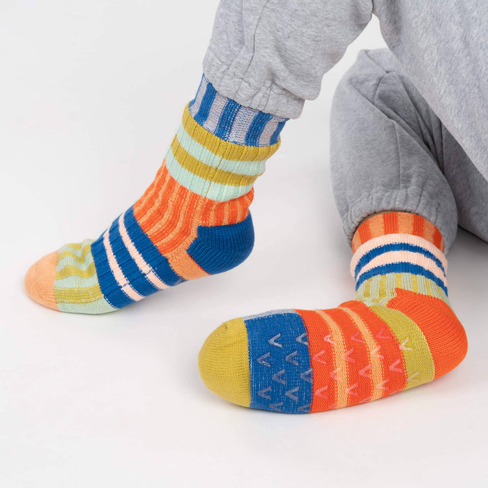 Patchwork Stripe House Socks: Sport / L/XL - W 9.5-12.5<br>M 8-11