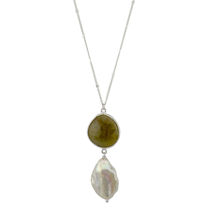 Sapphire & pearl necklace: Vermeil