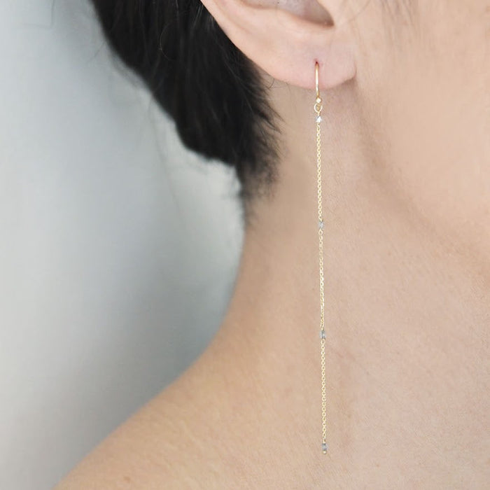Long Slinky Diamond Line Earrings