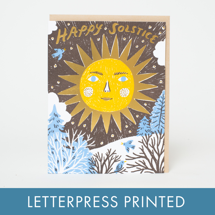 Solstice Sun Letterpress Greeting Card by Phoebe Wahl: Paper tab