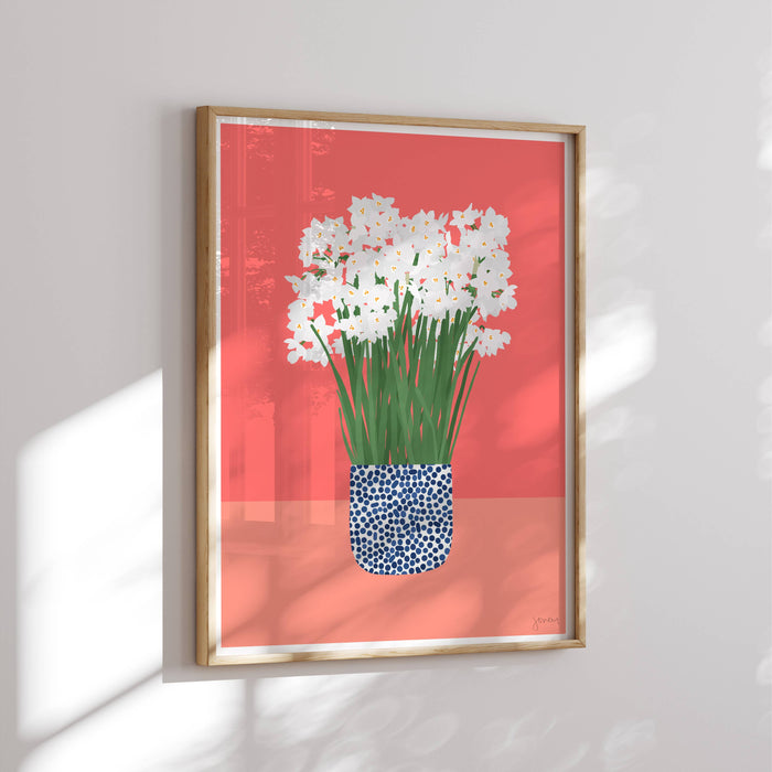 Paperwhite Flowers Art Print. Signed. Unframed. 220428: 11 x 14 unframed