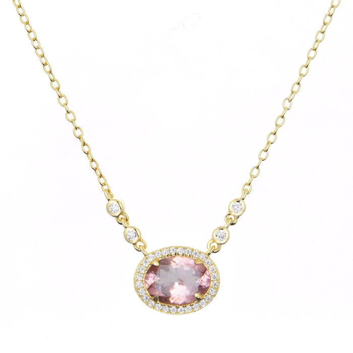 Aura Tourmaline Gemstone Necklace: Light Pink