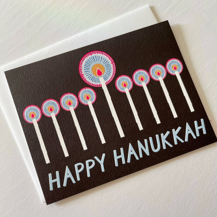 Happy Hannukah Menorah candles note card