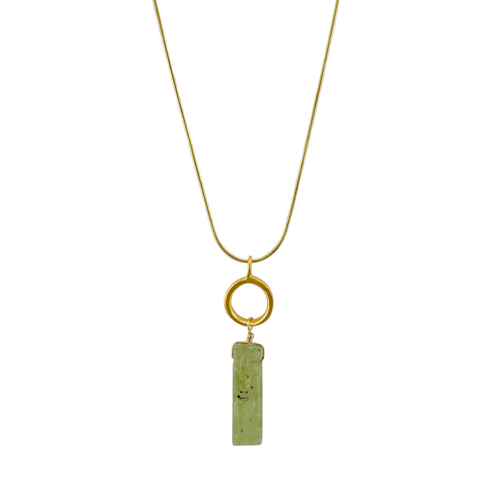 Circle w. Green Kyanite Necklace in Silver or Vermeil: Vermeil