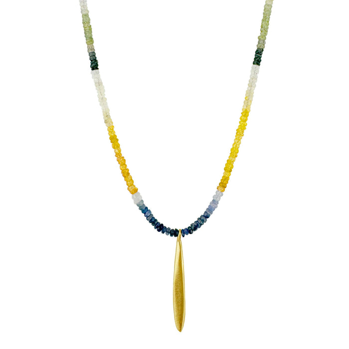 Long drop on multi sapphire necklace: Silver
