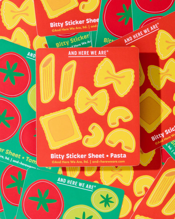 Bitty Vinyl Sticker Sheet—Pasta & Noodle (8 little stickers)