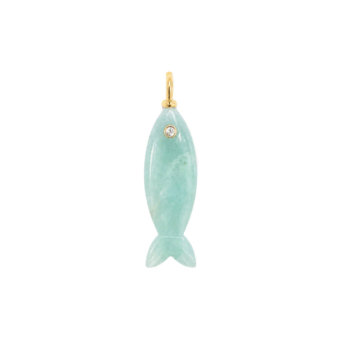 Mini Fish Gemstone Pendant With Topaz: Lapis