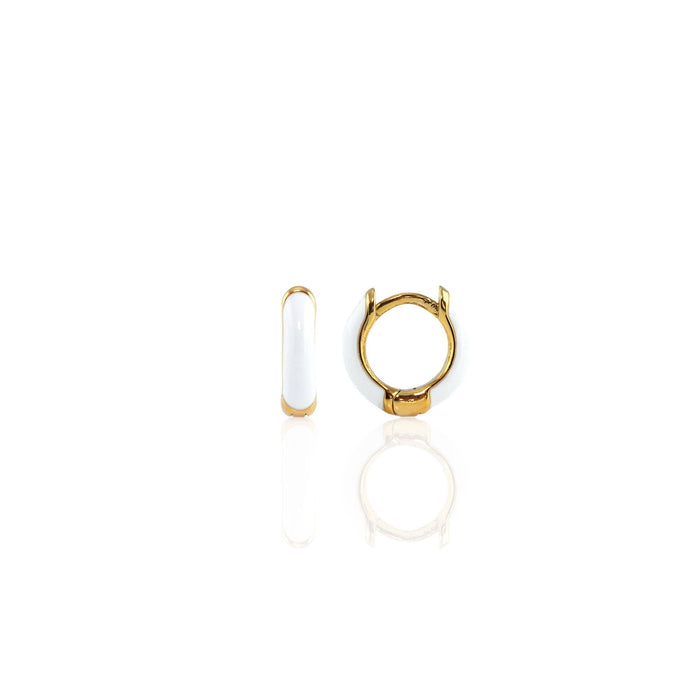 Enamel Huggie Hoop Earrings 18K Gold Vermeil | Sterling Silver 12mm Hoops Multiple Colors Hinge Closure Nickel Free Hypoallergenic Ships from CA : 18K Gold Vermeil / Aubergine