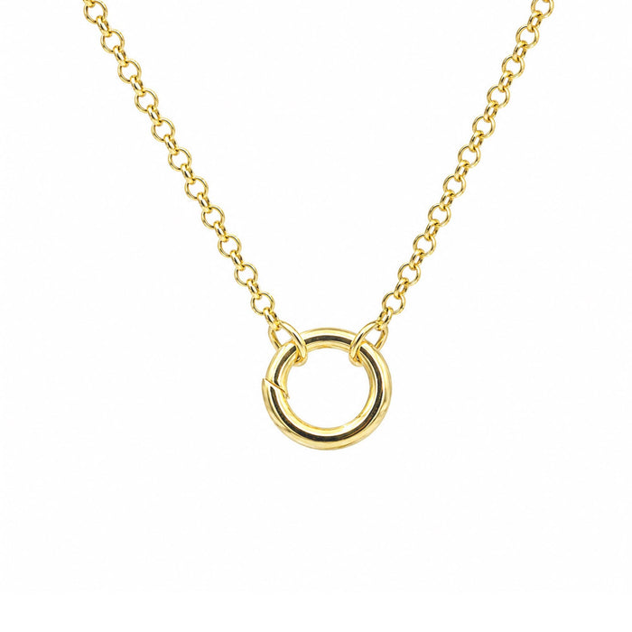Cable Chain Necklace With Round Carabiner Charm Clasp: 16 inches