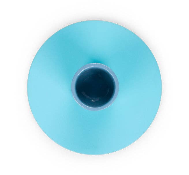 Small Two-Tone Pompadour & Powder Blue Metal Candleholder