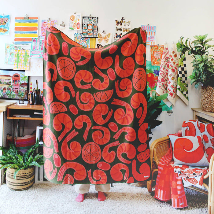 Shrimp Cocktail Knit Throw Blanket 