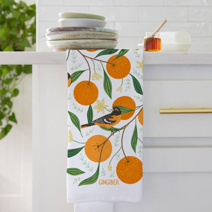 Orange Grove Tea Towel - Citrus Kitchen Dish Towel