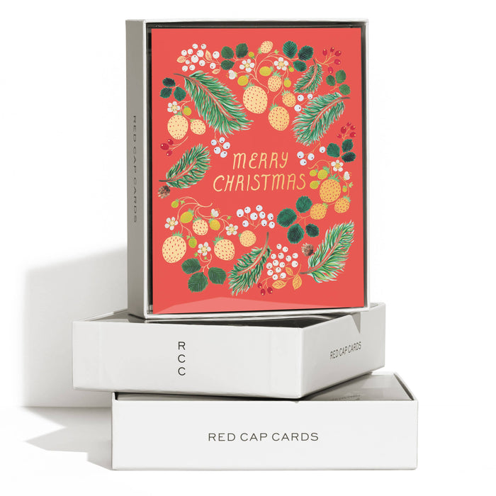 Berry Christmas holiday greeting card: Single
