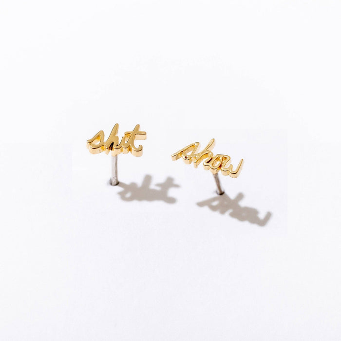 14K Gold Plate Shit Show Stud Earrings