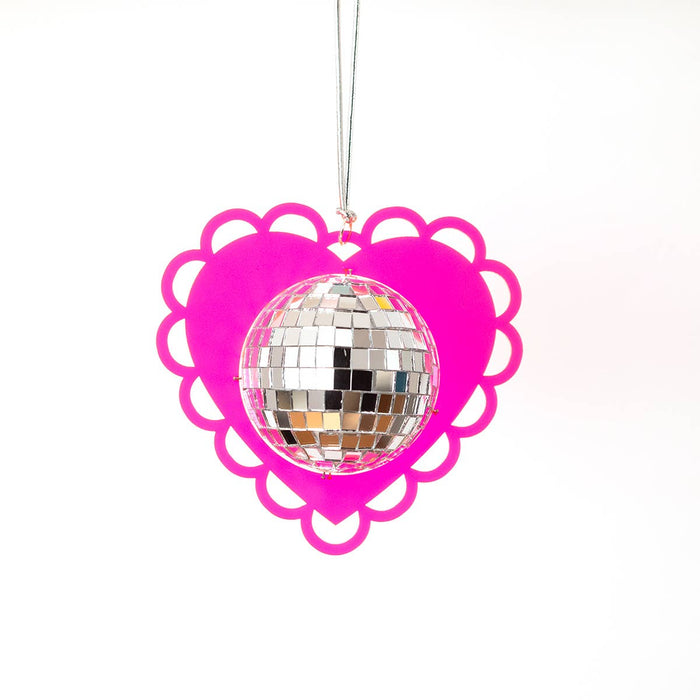 Disco Heart Scalloped - Hot Pink