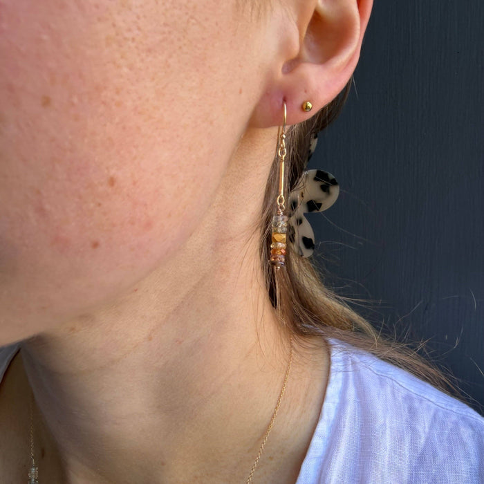 Zircon Barrels Earrings in Silver or Vermeil: Vermeil