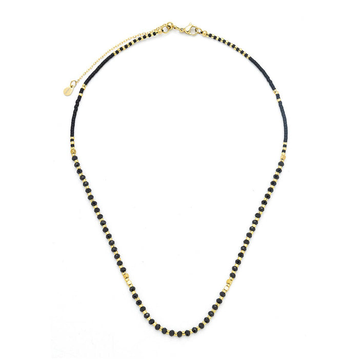 Lumira Mini Gemstone Necklace with Miyuki Beads: Blue Lapis