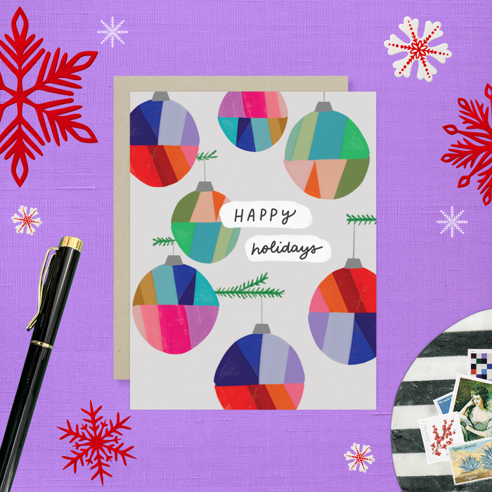 Colorful Ornaments Light Holiday Card