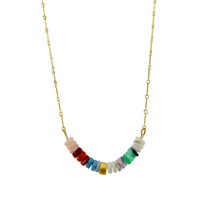 Stacked opals necklace: Vermeil