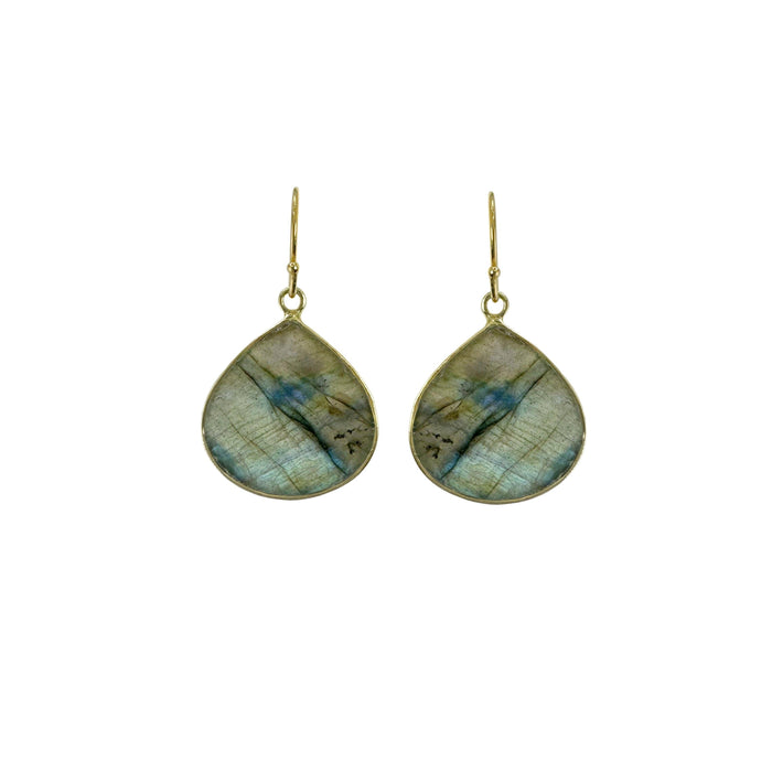 Labradorite Teardrop Slab Earrings, Vermeil