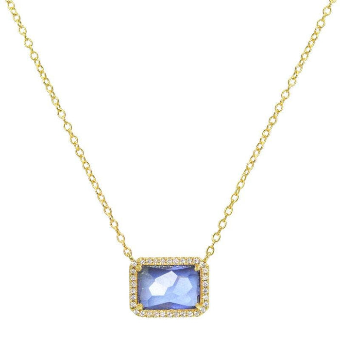 Atiena - Lab Created Rectangle Gemstone Necklace: London Blue