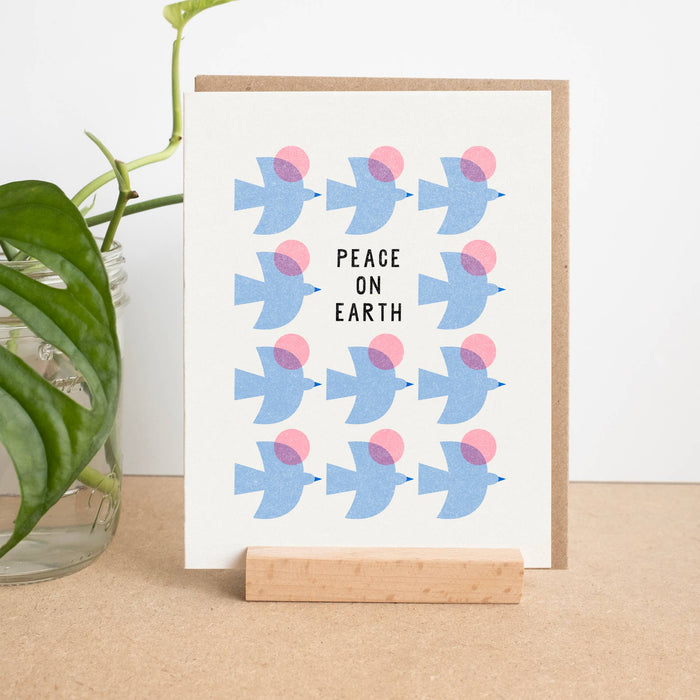Blue Birds Peace Holiday Card