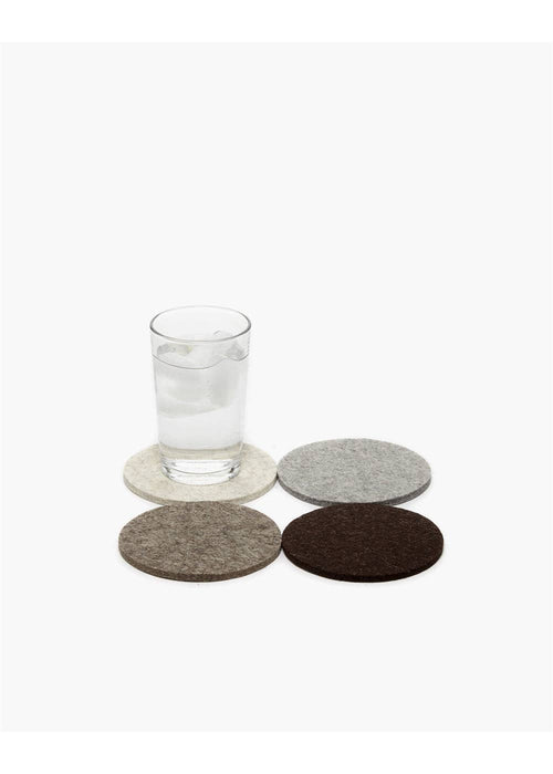 Bierfilzl Merino Wool Felt round Coaster Multi 4 Pack Earth