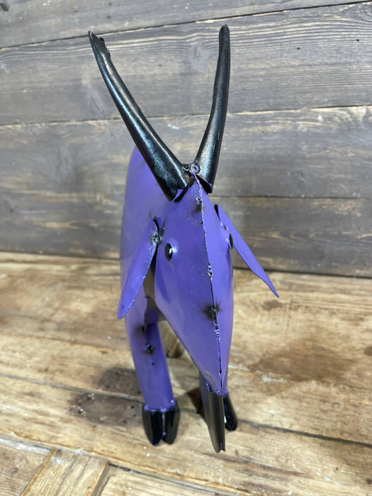 Fiesta Goat-Colorful-Metal-Garden Yard Art-Small-6Wx15Lx14H : Turquoise