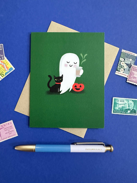Ghost Coffee Halloween Card