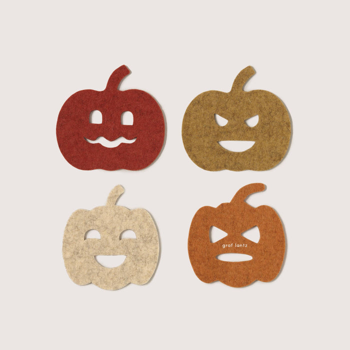 Merino Wool Pumpkin Coaster Multi 4 Pack