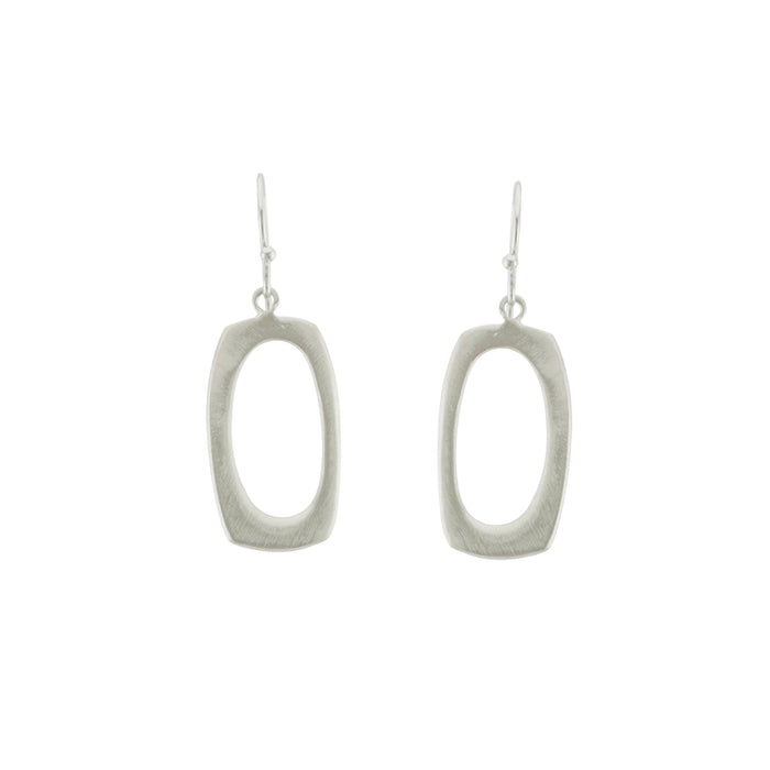 Medium open rectangle earrings: Silver