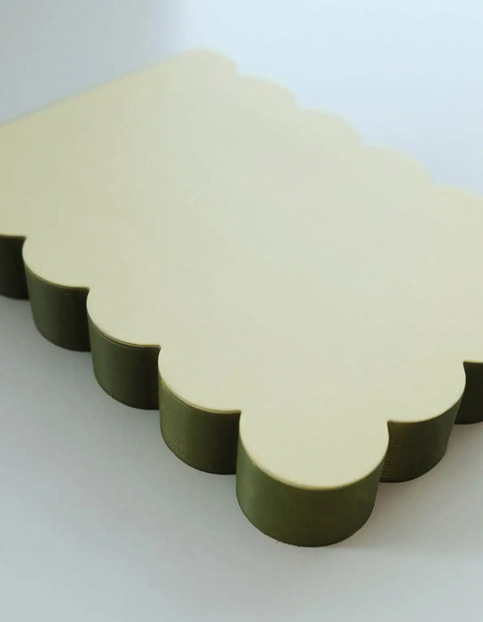 Scalloped Shaped Notepad | Chartreuse + Olive Edge