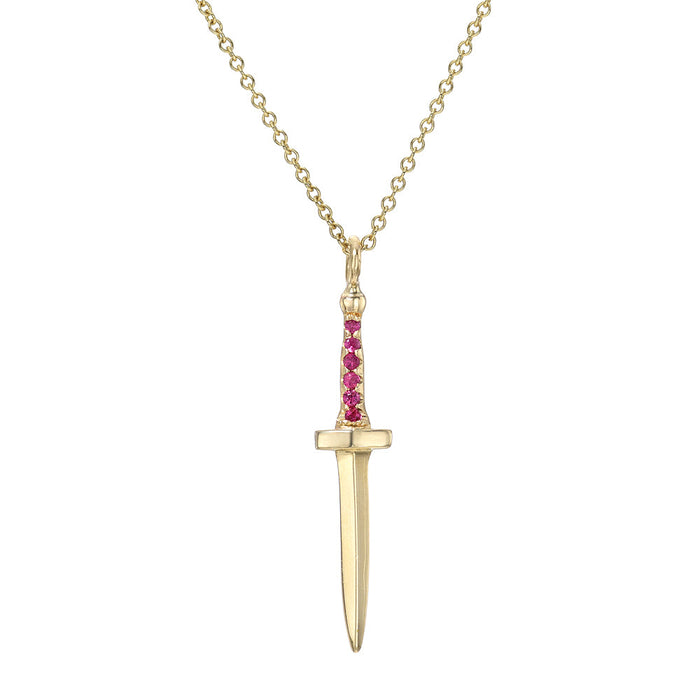 Ruby Baby Dagger Necklace