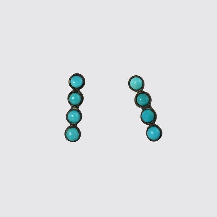 Faceted Turquoise Bar Stud Earrings