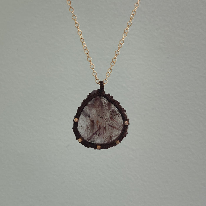 Rutilated Quartz Caged in Irish Linen