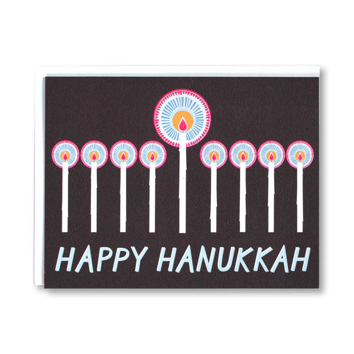 Happy Hannukah Menorah candles note card