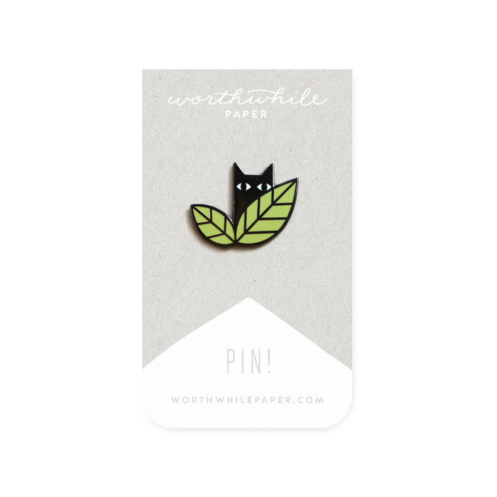 Worthwhile Paper - Cat in leaves enamel pin