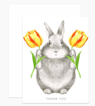 Bunny With Tulips Card