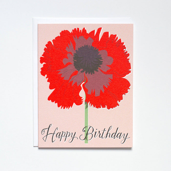 Red Poppy Birthday Card