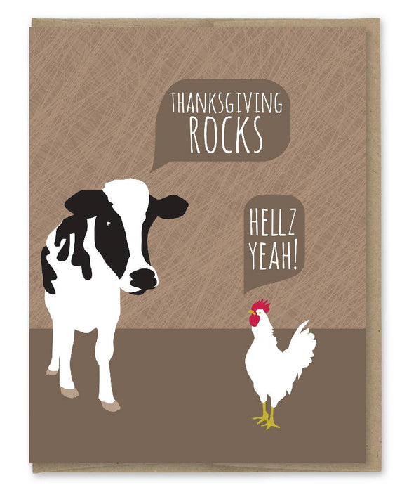Cow Plus Chicken Thanksgiving Card