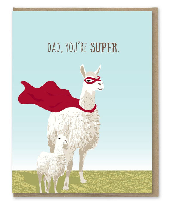 Modern Printed Matter - Super Dad llama Card