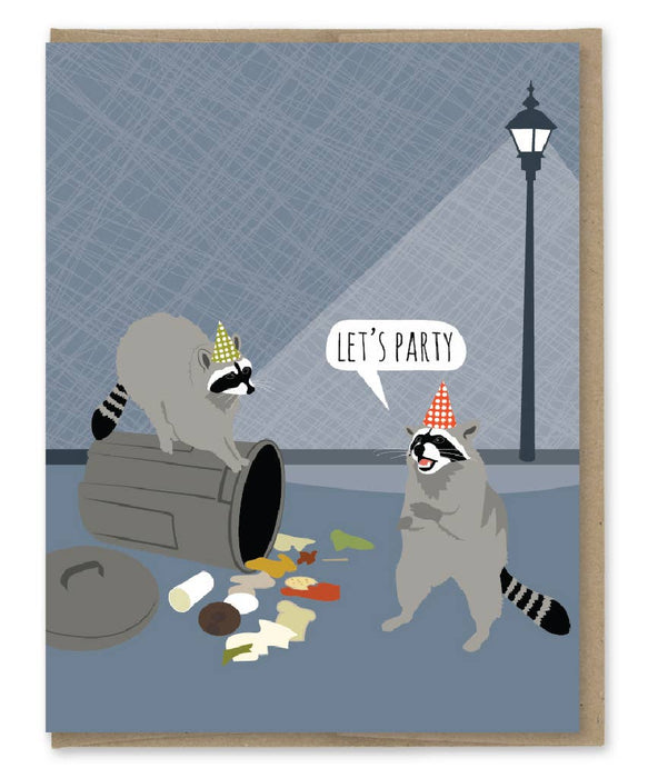 Raccoon Party Birthday Card