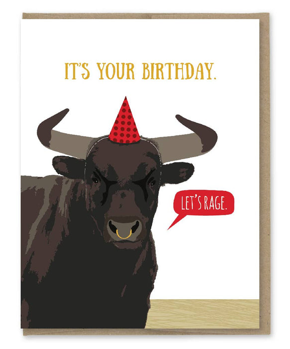 Lets Rage Bull Birthday Card