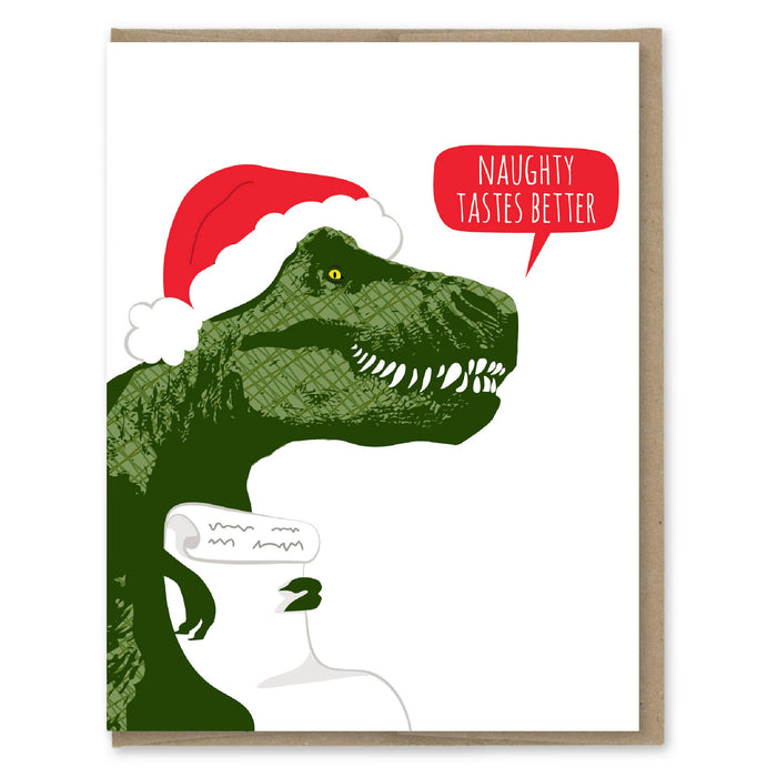 Naughty Tastes Better TRex Holiday Card