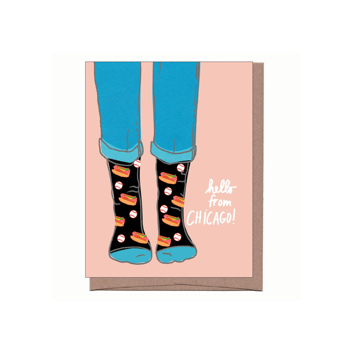 Hello From Chicago Socks Card