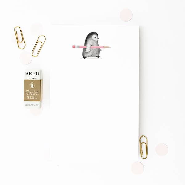 Penguin with a Pencil Notepad