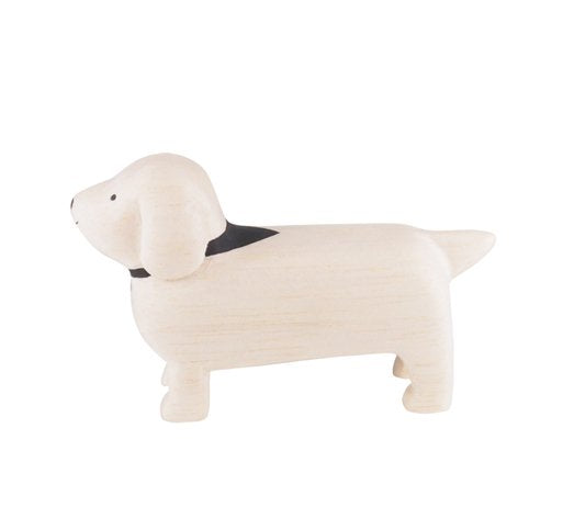 Wee Wooden Dachshund - White