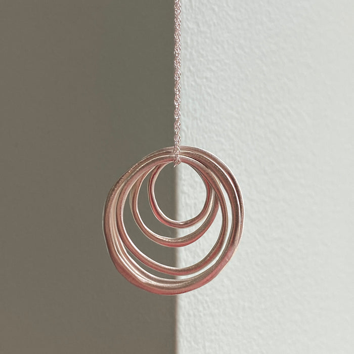 Six Sterling Circles Long Necklace